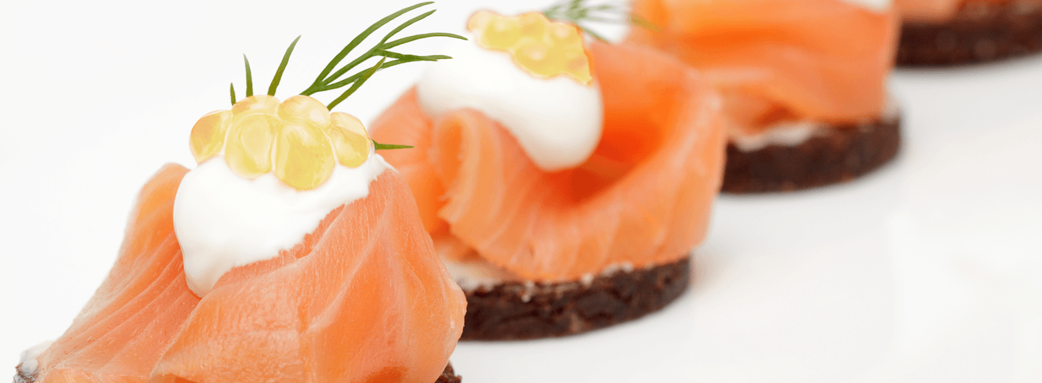 salmon with white wine pearls